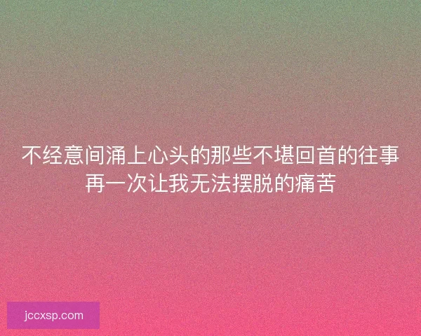 不经意间涌上心头的那些不堪回首的往事再一次让我无法摆脱的痛苦
